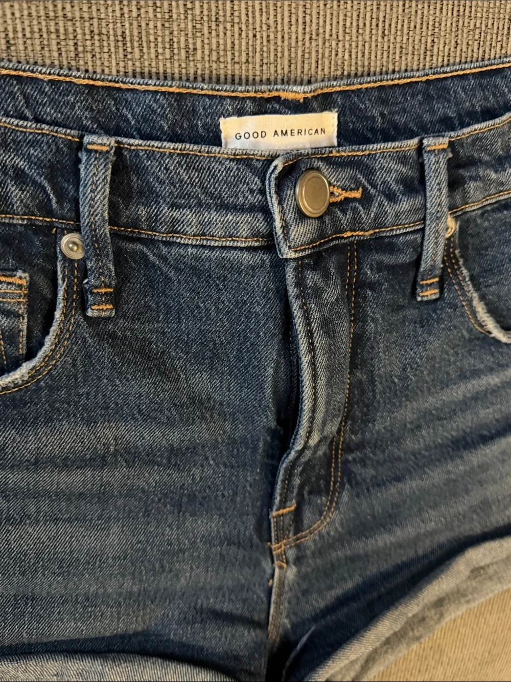 Good American Dark Blue Denim Shorts